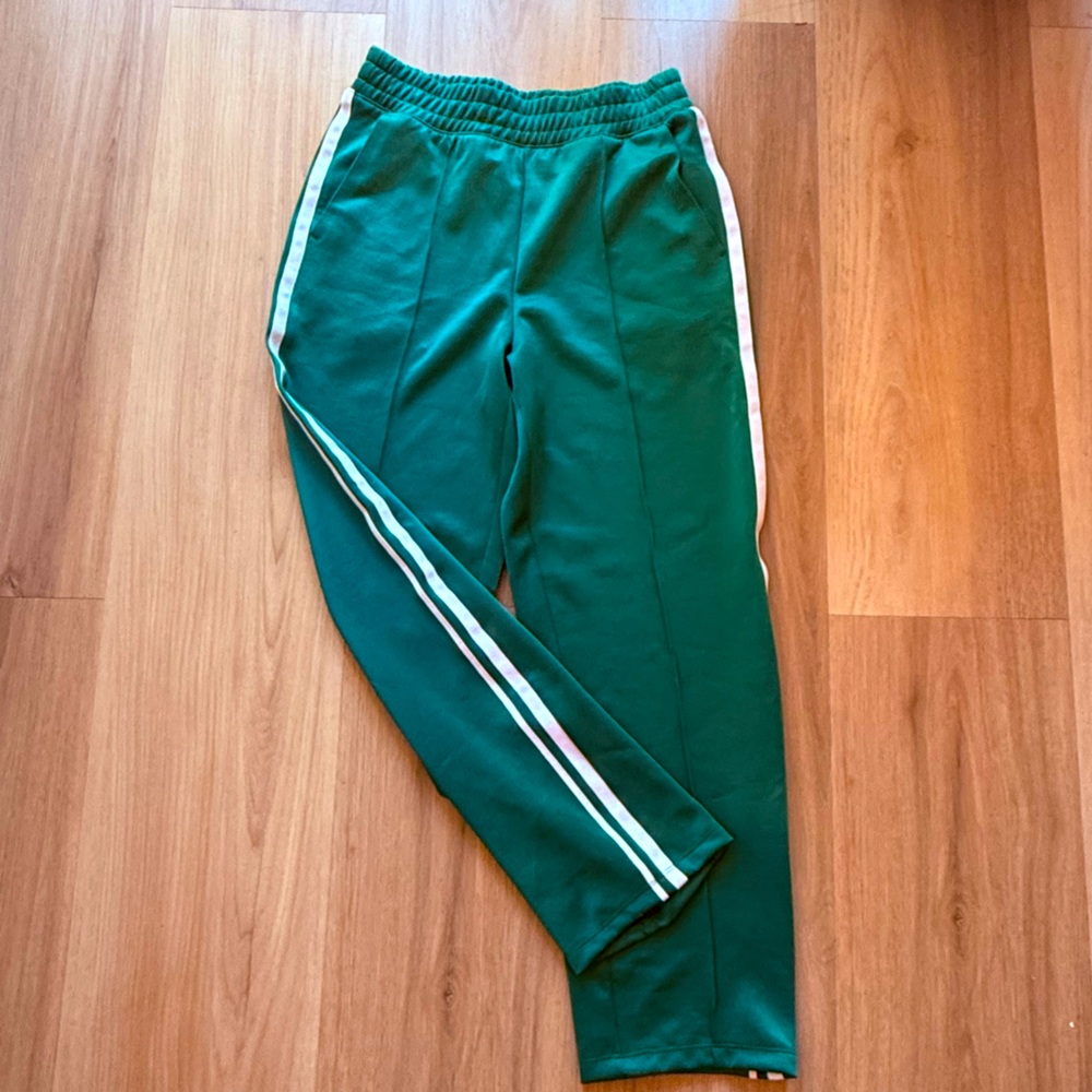Old Navy Green Track Pants with Double White Stripe - SZ S